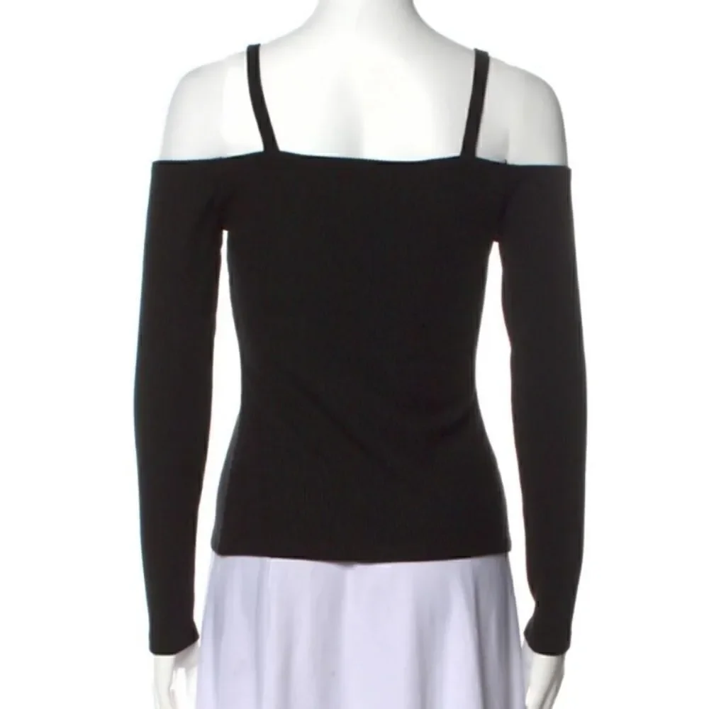 Reformation Black Crop Top Stretch Ribbed Size S